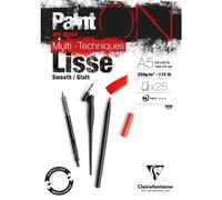 Lot de 4 Bloc encollé de 25 feuilles de papier Paint ON Mix Media Lisse, 250 g/m², A5