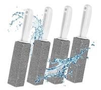 Lot de 4 Blocs de Brosse de Nettoyage de Pierre Ponce pour Toilettes - Briques de Nettoyage réutilisables pour enlever Les Taches avec Poignée en Plastique pour Cuisine/Grill/Bain/Toilette/Pool