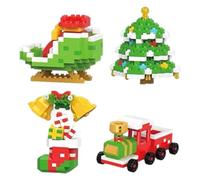 Lot de 4 blocs de construction au thème de Noël 2025, mini figurines de construction à faire soi-même, cadeaux de Noël, Nouvel An, anniversaire pour ami, famille (#C)