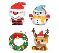 Lot de 4 blocs de construction au thème de Noël 2025, mini figurines de construction à faire soi-même, cadeaux de Noël, Nouvel An, anniversaire pour ami, famille (#A)