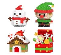 Lot de 4 blocs de construction au thème de Noël 2025, mini figurines de construction à faire soi-même, cadeaux de Noël, Nouvel An, anniversaire pour ami, famille (#B)