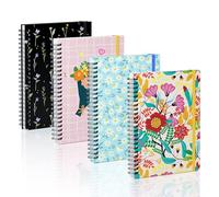 Lot de 4 blocs de notes adhésives à spirale A5, 21 x 14,5 cm, chacun avec 9 blocs de notes adhésives décorées et un carnet pratique en un, motifs mélangés