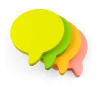 Lot de 4 blocs de notes adhésives en forme de bulles de parole Evergreen Goods™ | Couleurs fluo | Adhésif amovible | Couleurs assorties