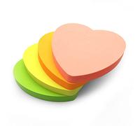 Lot de 4 blocs de notes adhésives en forme de cœur Evergreen Goods™ | Couleurs fluo | Adhésif amovible | Couleurs assorties