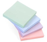 Lot de 4 blocs de notes adhésives pastel, 100 feuilles par bloc, 76 x 76 mm | Couleurs pastel clair violet, rose, vert, bleu | Couleurs délicates pour des mémos, des journaux et une planification