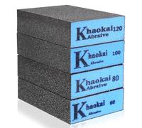 Lot de 4 blocs de ponçage à la main, blocs d'éponges de ponçage, blocs de papier abrasif grossier et fin grains 60, 80, 100, 120, blocs de papier abrasif humide et sec pour le polissage des murs en