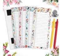 Lot de 4 blocs magnétiques pour réfrigérateur avec 1 clip élastique pour stylo 200 feuilles de bloc magnétique détachable pour réfrigérateur avec 2 stylos thème floral