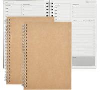 lot de 4 blocs-notes agenda journalier, bloc liste de choses à faire brun Kraft Cover 100 pages/50 feuilles, 190x130mm gestion du temps planificateur choses pour le quotidien Pl