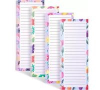 Lot de 4 blocs-notes magnétiques - 50 feuilles/pièce - Pour liste de courses - BlocK - Pour réfrigérateur - Pour liste de choses à faire, liste de courses - Aide à la mémoire - 8,9 x 20 cm