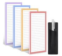 Lot de 4 blocs-notes magnétiques pour réfrigérateur avec porte-stylo, 200 feuilles au total pour liste de choses à faire, liste de courses, bloc-notes pour réfrigérateur (couleur claire)