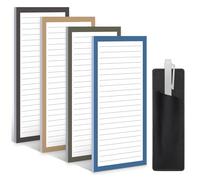 Lot de 4 blocs-notes magnétiques pour réfrigérateur avec porte-stylo, 200 feuilles au total pour liste de choses à faire, liste de courses, bloc-notes pour réfrigérateur (couleur foncée)