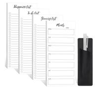 Lot de 4 blocs-notes magnétiques pour réfrigérateur avec porte-stylo, total de 200 feuilles magnétiques pour liste de choses à faire, liste de courses, bloc-notes pour réfrigérateur