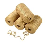 Lot de 4 bobines de Ficelle de Jute 3 Plis - 100 m - 2 mm - Fil de Chanvre Naturel Fin pour Emballage, Artisanat, Plantes, Noël, décoration Artisanale, décoration d'intérieur