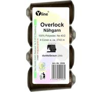 Lot de 4 bobines de fil à coudre Overlock - Marron foncé - 2743 m, NE 40/2, 100 % polyester, fil à coudre, 2956