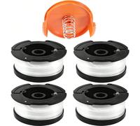 Lot de 4 bobines de fil A6481 et A6485 pour débroussailleuse Black Decker, avec 1 ressort de capuchon pour STC1820CM, STC1820PC, STC1820EPC, STC1840EPC, ST5530, ST1823 (4 + 1 pièces) 1. [Bobine à fil