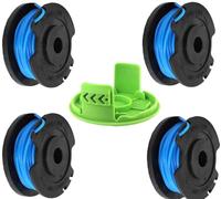 Lot de 4 bobines de fil de rechange pour débroussailleuse + 1 couvercle, 1,65 mm, compatible avec Greenworks G24LT, G24LTK2, G24LT30M, G24LT30MK2 24 V