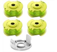 Lot de 4 bobines de fil pour coupe-bordure - Bobine de rechange compatible avec les débroussailleuses Ryobi One + 18 V 24 V 40 V - Diamètre : 2,0 mm - 3,4 m - Accessoires (4 bobines de fil + 1