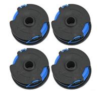 Lot de 4 bobines de rechange et couvercle, pour débroussailleuse Harbor for FREIGHT Bauer 20115E-B, fil en nylon de 1,65 mm, double épaisseur de 8,2 m, noir et bleu (bobine x 4)