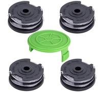 Lot de 4 bobines double ligne compatibles avec Greenworks G40LT G40LTK2 G40LTK2 G40LTK2x 2101507 2101507UA 1,65 mm pour débroussailleuse Greenworks 40 V (4 bobines + 1 couvercle)