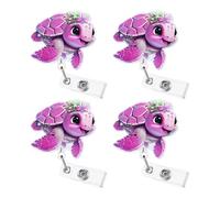 Lot de 4 bobines rétractables pour badge d'identité avec motif animal ludique pour usage professionnel ou décontracté, One Size, Comme décrit