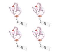 Lot de 4 bobines rétractables pour badge d'identité avec motif animal ludique pour usage professionnel ou décontracté, One Size, Comme décrit