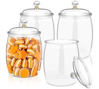 Lot de 4 Bocaux à Bonbons avec Couvercles-Contenants en Plastique Transparent 2L, Bocaux de Rangement Hermétiques Incassables, Pots de Rangement Cuisine pour Bonbons, Biscuits, Friandises, Croquettes