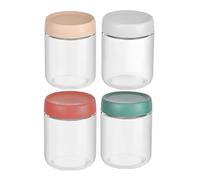 Lot de 4 bocaux en verre à large ouverture avec couvercles à visser pour sceller, bocaux Mason réutilisables pour lait, vinaigrette, fruits, yaourts, projets de bricolage, confiture et épices (500 ml)