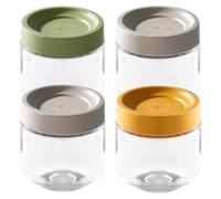 Lot de 4 bocaux en verre avec couvercles hermétiques, bocaux à avoine de nuit avec couvercles, bocaux à salade Mason à large ouverture pour yaourt, épices, collations et sucre