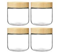Lot de 4 bocaux pour Overnight Oats de 300 ml à large goulot | Récipient pour Overnight Oats avec couvercle pour petit-déjeuner, déjeuner, yaourt, collation, fruits, céréales et café