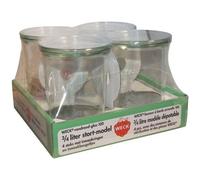 Weck Bocal de mise en conserve de 500 ml (bocaux de forme standard à col rond, comprenant des joints d'étanchéité et des pinces, pour la conservation des provisions) - Lot de 4