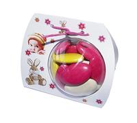lot de 4 Boîte à dragées DOUDOU - BALLOTIN BOULE 6 CM personnalisé avec votre photo et votre texte pour baptême couleur fuschia et jaune - ballotin à dragées design et moderne