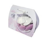 lot de 4 Boîte à dragées PRINCESSE - BALLOTIN BOULE 6 CM personnalisé avec votre photo et votre texte pour baptême couleur rose - ballotin à dragées design et moderne