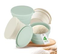 Lot de 4 boîtes à boules à pizza, Boîte à boules de pizza avec couvercle, Rangement pliable en silicone Bols à pizza avec couvercle, adaptés conservation des fruit, Fermentation et stockage de la pâte