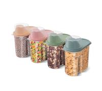 Lot de 4 boîtes à céréales de 1,9 l avec bec verseur et tasse à mesurer pour aliments secs
