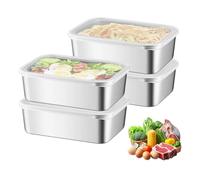 Lot De 4 Boîtes À Charcuterie En Acier Inoxydable, Boite A Jambon Pour Refrigerateur, Boîte À Fromage Pour Frigo, Boîtes De Conservation En Acier Inoxydable, Pour Le Stockage Du Fromage, De La Viande