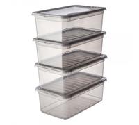 keeeper Boîtes de Rangement avec Système Air Control, set de 4 pièces, 4 x 5,6 L, Bea, Transparent (Crystal Grey)