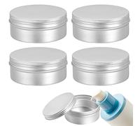 Lot de 4 boîtes à crème vides en aluminium - Petites boîtes en métal - Pour le voyage - Avec couvercle à visser - Pour crème, lotion, masque - 50 x 20 mm