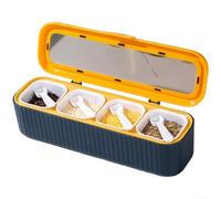 Lot de 4 boîtes à épices fermées - Bocaux à épices pratiques avec fenêtre de visualisation et cuillère doseuse - Boîtes de conservation pour herbes, poudre, camping, voyage, rose, 27,5 x 7,5 x 8 cm (A