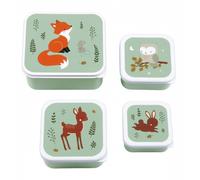 Lot de 4 boîtes à goûter Amis de la forêt vert