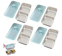 Lot de 4 boîtes à goûter en acier inoxydable avec intérieur divisé et couvercle hermétique pour un transport sûr et propre des aliments