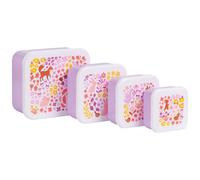 Lot de 4 boîtes à goûter Fleurs du jardin