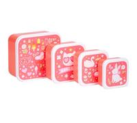 A Little Lovely Company Boîtes à goûter Fun – Lot de 4 Rose/Blanc/Rouge TU
