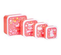 A Little Lovely Company Boîtes à goûter Fun – Lot de 4 Rose/Blanc/Rouge TU