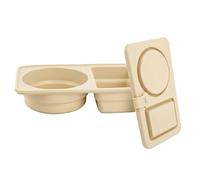 Lot de 4 boîtes à goûter réutilisables en silicone avec couvercles pour enfants, adultes ou couples, fruits, collations et voyages, pique-nique, lave-vaisselle double compartiment (beige, taille