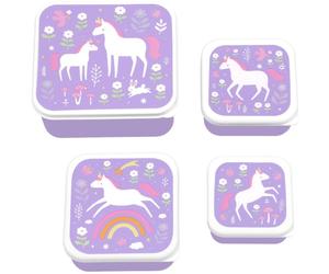 Lot de 4 boîtes à goûter Rêves de licorne