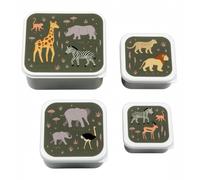 A Little Lovely Company – Boîte à goûter Savane – Lot de 4 – 3 tailles, 100% sans BPA