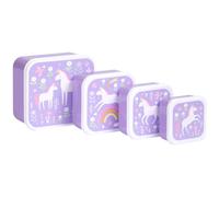 Lot de 4 boîtes à goûter violet, blanc, rose TU