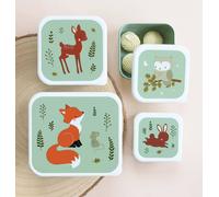 Lot de 4 boîtes à lunch pour enfants AMIS DE LA FORÊT A Little Lovely Company menthe TU