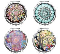 Lot de 4 boîtes à pilules rondes en métal avec miroir - 3 compartiments - Pour le voyage et le quotidien