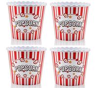 Lot de 4 boîtes à pop-corns/popcorns/bols à popcorns/soirée cinéma sans BPA Rouge/blanc 2,127 ml